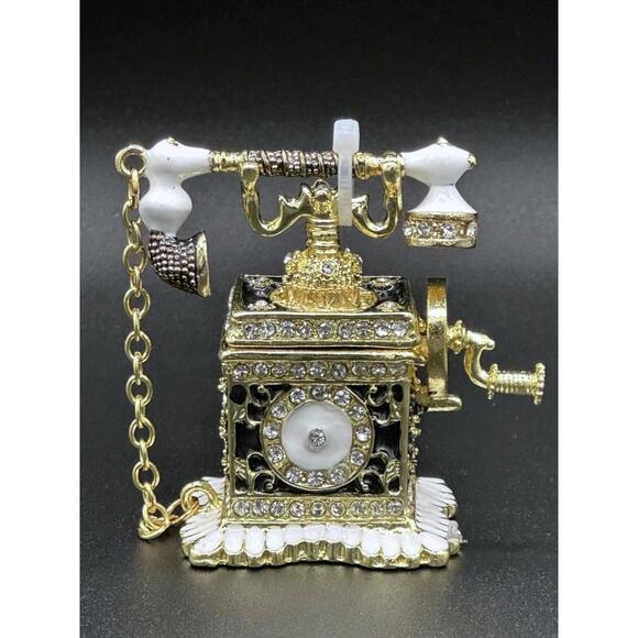 Other - Vintage Style Decorative Antique Telephone Trinket Box Rhinestone Details